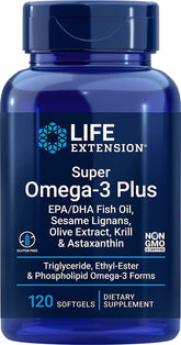 Super OMEGA - 3 plus EPA/DHA met sesamlignanen, olijfenextract, krillolie en astaxanthine 120 capsules LEVENSVERLENGING